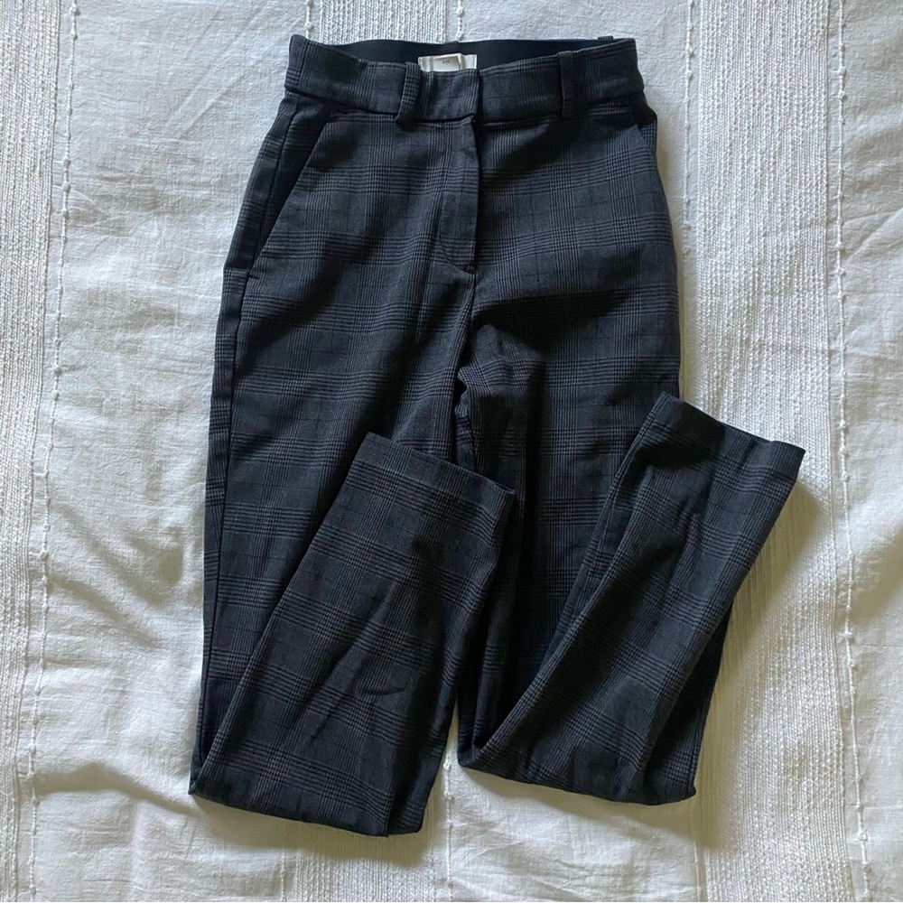 Plaid Slim Fit Grey High Rise Trouser Pants (Size 2) - H&M - Office Chic!